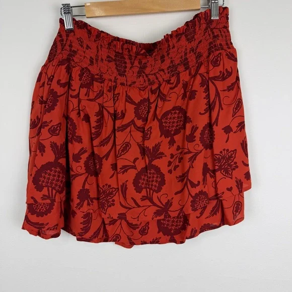 Anthropologie Two-Piece Set Beaded Bandeau Tie Front Top & Smocked Mini Skirt XL - Picture 5 of 11